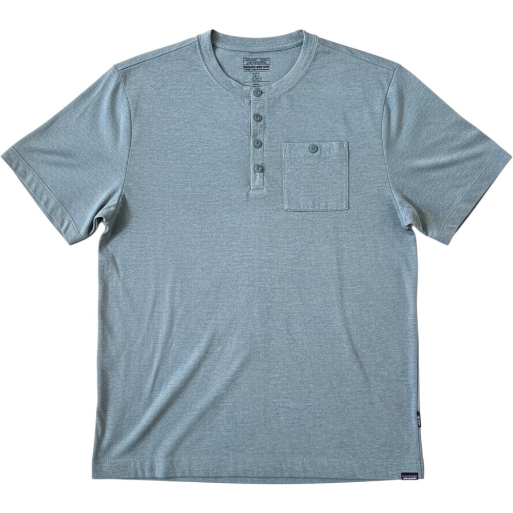 Patagonia Henley XL Blue Gray Capilene Cool Trail Short Sleeve Gorpcore